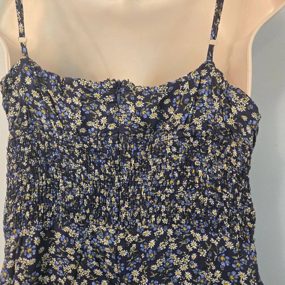 Womens Floral Mini Dress Lrg  Babydoll Fairy Grunge Coquette Tie Puff Front - Picture 6 of 16